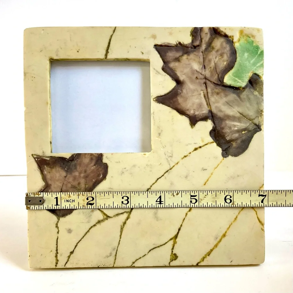 World Bazaars Stone Leaf Picture Frame